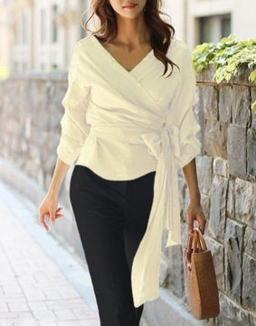 Puff Sleeve Wrap Blouse