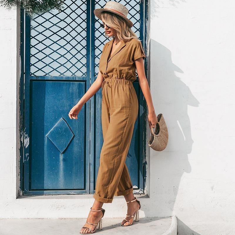 Khaki Safari Jumpsuit
