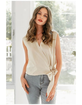Solid Wrap Blouse