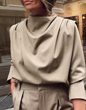 Draped Collar Blouse