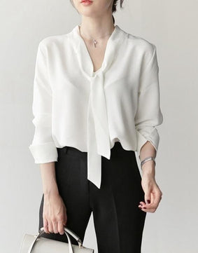 Satin Bow-Tie Blouse