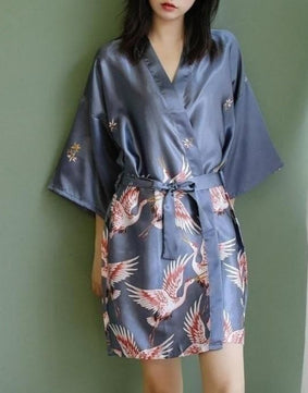Silk & Satin Printed Night Robe